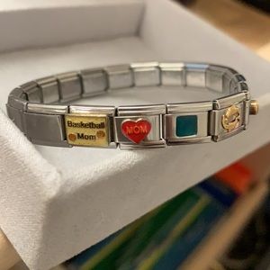 Silver and Gold 'Basketball Mom' Charm Bracelet